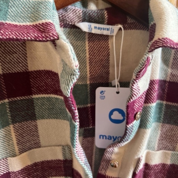 NWT MAYORAL Plaid Flannel Hi-Lo Flannel Shirt /Overshirt -
Multi - Girls 12 - Picture 7 of 8